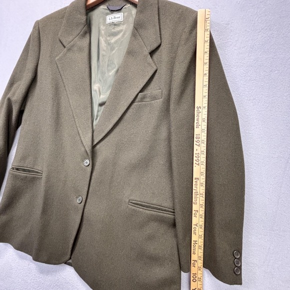 VTG L.L.Bean Blazer Womens Large Olive Wool Cashmere 2 Button Notch Made in USA - Picture 6 of 11